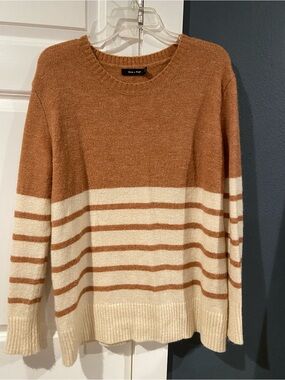 Burnt Orange and Cream Striped Knit Sweater